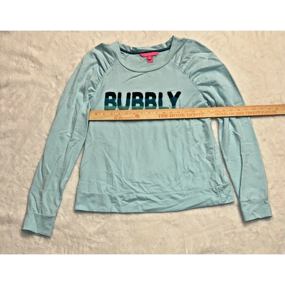Lilly Pulitzer Bubbly Aquamarine Longsleeve Top Size Medium, Puff Shoulder Sleev